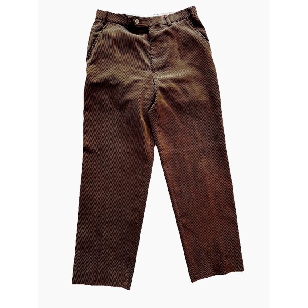 Hiltl German Luxury Corduroy Pants 32x29 Brown Flat Front Fine Wale VTG